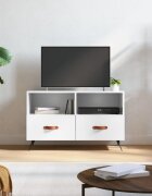 vidaXL ТВ шкаф бял гланц 80x36x50 см инженерно дърво