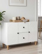 vidaXL ТВ шкаф Бял гланц 89 x 345 x 60 см Инженерна дървесина