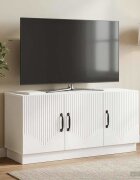 vidaXL ТВ шкаф Бял гланц 99 x 345 x 47 см Инженерна дървесина