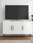 vidaXL ТВ шкаф Бял гланц 99 x 345 x 50 см Инженерна дървесина