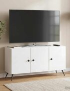 vidaXL ТВ шкаф Бял гланц 99 x 345 x 50 см Инженерна дървесина