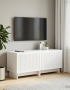 vidaXL ТВ шкаф Бял гланц Инженерна дървесина
