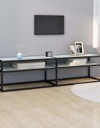 vidaXL ТВ шкаф бял мрамор 160x40x405 см закалено стъкло