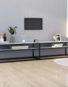 vidaXL ТВ шкаф бял мрамор 200x40x405 см закалено стъкло