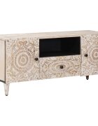 vidaXL ТВ шкаф Бяло 105 x 335 x 46 см Солидно мангово дърво