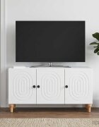 vidaXL ТВ шкаф Бяло 99 x 345 x 50 см Инженерна дървесина