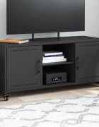 vidaXL ТВ шкаф черен 1005x39x435 см стомана