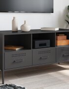 vidaXL ТВ шкаф черен 1005x39x505 см стомана