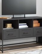 vidaXL ТВ шкаф черен 1005x39x605 см стомана