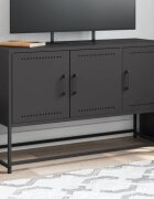 vidaXL ТВ шкаф черен 1005x39x605 см стомана
