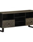 vidaXL ТВ шкаф черен 100x33x46 см мангово дърво масив