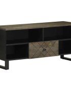 vidaXL ТВ шкаф черен 100x33x46 см мангово дърво масив
