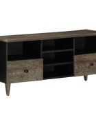 vidaXL ТВ шкаф черен 100x33x46 см мангово дърво масив