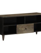 vidaXL ТВ шкаф черен 100x33x46 см мангово дърво масив