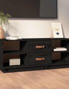 vidaXL ТВ шкаф черен 100x34x40 см бор масив