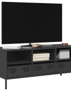 vidaXL ТВ шкаф черен 1015x39x435 см студеновалцувана стомана