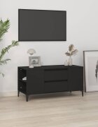 vidaXL ТВ шкаф черен 102x445x50 см инженерно дърво