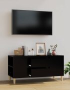 vidaXL ТВ шкаф черен 102x445x50 см инженерно дърво