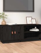 vidaXL ТВ шкаф черен 105x34x40 см бор масив