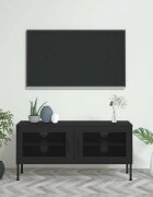 vidaXL ТВ шкаф черен 105x35x50 см стомана