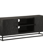 vidaXL ТВ шкаф черен 110x30x40 см масивно мангово дърво и желязо