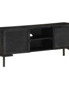 vidaXL ТВ шкаф черен 115x30x46 см мангово дърво масив