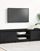 vidaXL ТВ шкаф черен 140x40x355 см инженерно дърво