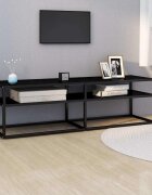 vidaXL ТВ шкаф черен 140x40x405 см закалено стъкло