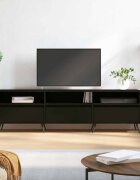 vidaXL ТВ шкаф черен 150x30x445 см инженерно дърво