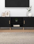 vidaXL ТВ шкаф черен 150x30x50 см инженерно дърво