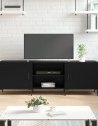 vidaXL ТВ шкаф черен 150x30x50 см инженерно дърво