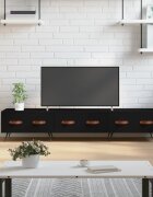 vidaXL ТВ шкаф черен 150x36x30 см инженерно дърво