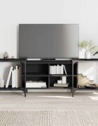 vidaXL ТВ шкаф черен 153x37x50 см инженерно дърво