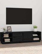vidaXL ТВ шкаф черен 156x40x40 см бор масив