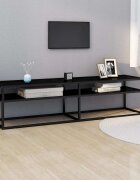 vidaXL ТВ шкаф черен 160x40x405 см закалено стъкло