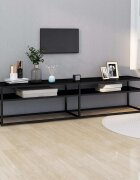 vidaXL ТВ шкаф черен 180x40x405 см закалено стъкло