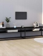 vidaXL ТВ шкаф черен 200x40x405 см закалено стъкло