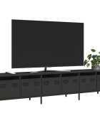 vidaXL ТВ шкаф черен 202x39x435 см студеновалцувана стомана