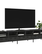 vidaXL ТВ шкаф черен 202x39x435 см студеновалцувана стомана