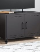 vidaXL ТВ шкаф черен 68x39x435 см стомана
