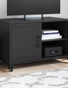 vidaXL ТВ шкаф черен 68x39x435 см стомана