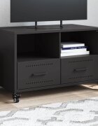 vidaXL ТВ шкаф черен 68x39x435 см стомана