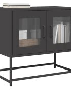 vidaXL ТВ шкаф черен 68x39x605 cm Студено валцувана стомана
