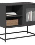 vidaXL ТВ шкаф черен 68x39x605 см стомана