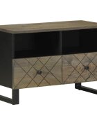 vidaXL ТВ шкаф черен 70x33x46 см мангово дърво масив