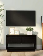 vidaXL ТВ шкаф черен 74x34x40 см бор масив