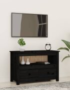 vidaXL ТВ шкаф черен 79x35x52 см бор масив