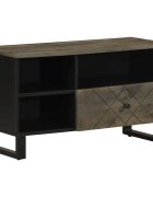 vidaXL ТВ шкаф черен 80x33x46 см мангово дърво масив