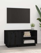 vidaXL ТВ шкаф черен 80x35x405 см бор масив