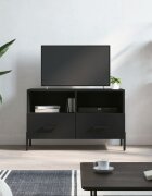 vidaXL ТВ шкаф черен 80x36x50 см инженерно дърво